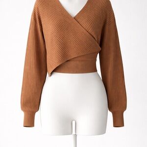 Love Tree Camel Ribbed Knit Sweater